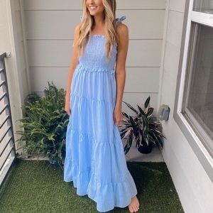 Vick Dolls Blue Striped Dress Size Small